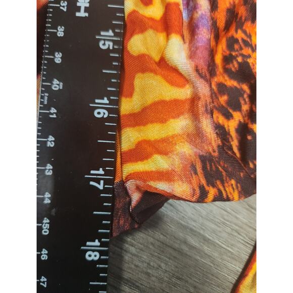 Monif C Jumpsuit Women's 2 Red Black One Sleeve Flared Legs Harem Vibrant Safari - Picture 6 of 7